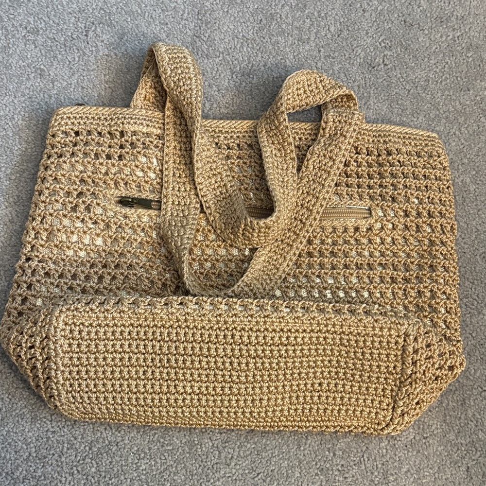 The Sak Tan Crochet Tote Bag